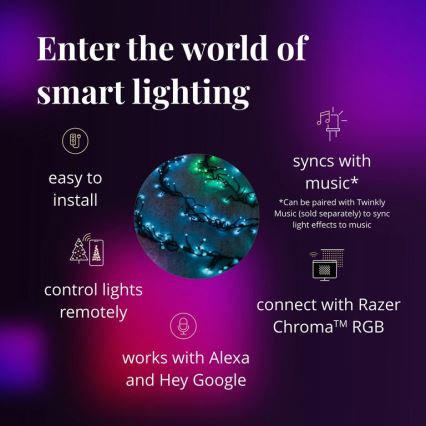 Twinkly – LED RGBW Pritemdoma lauko kalėdinė grandinėlė CLUSTER 400xLED 9,5m IP44 Wi-Fi