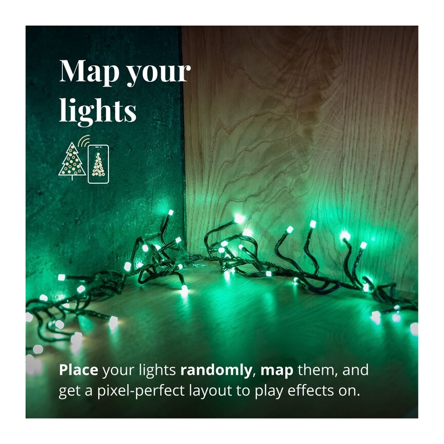 Twinkly – LED RGBW Pritemdoma lauko kalėdinė grandinėlė CLUSTER 400xLED 9,5m IP44 Wi-Fi