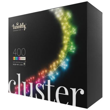 Twinkly – LED RGBW Pritemdoma lauko kalėdinė grandinėlė CLUSTER 400xLED 9,5m IP44 Wi-Fi