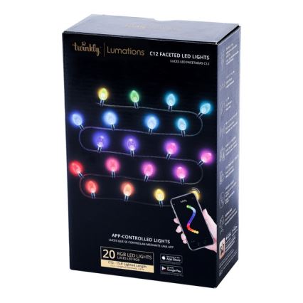 Twinkly - LED RGB šviesos reguliavimas lauko Kelėdinė girlianda FACETED 40xLED 14,5 m IP44 Wi-Fi