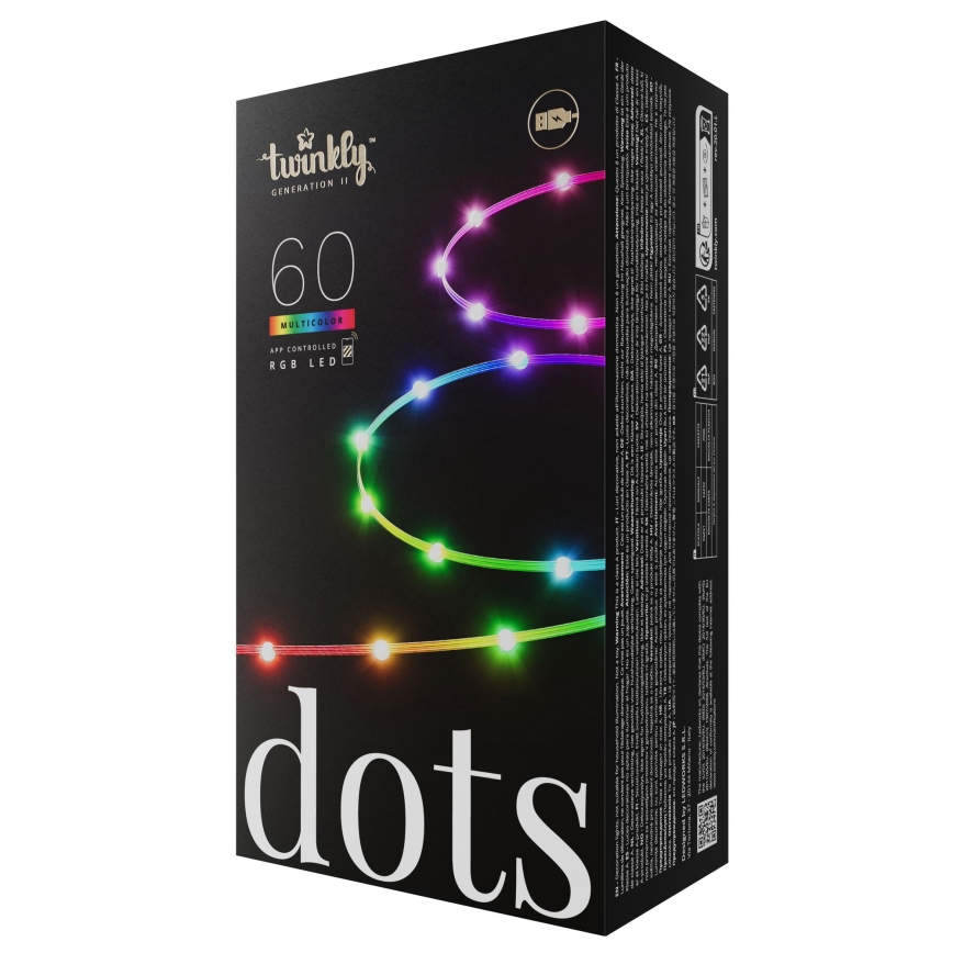 Twinkly - RGB LED reguliuojama kalėdinė girlianda DOTS 60xLED 7 m USB Wi-Fi