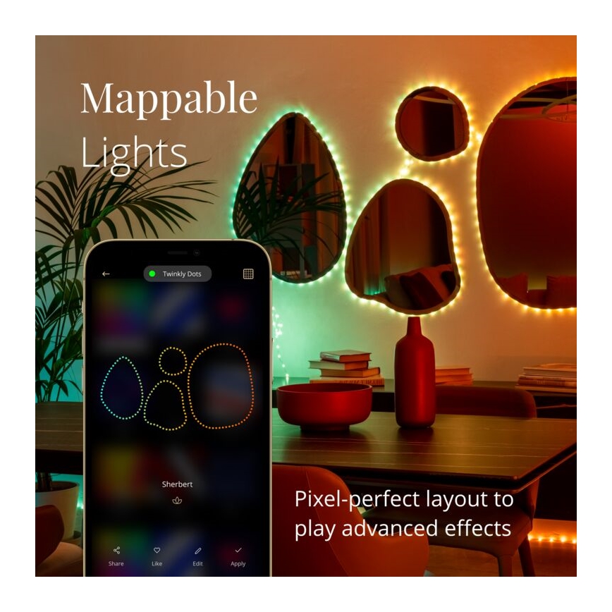 Twinkly - LED RGB Lauko šviesos reguliavimas juostelė DOTS 400xLED 20 m IP44 Wi-Fi