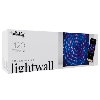 Twinkly - LED RGBW dimeriuojama muzikinė lauko šviesų siena LIGHTWALL 1120xLED 2,6x2,7 m IP44 Wi-Fi + muzikinis donglis