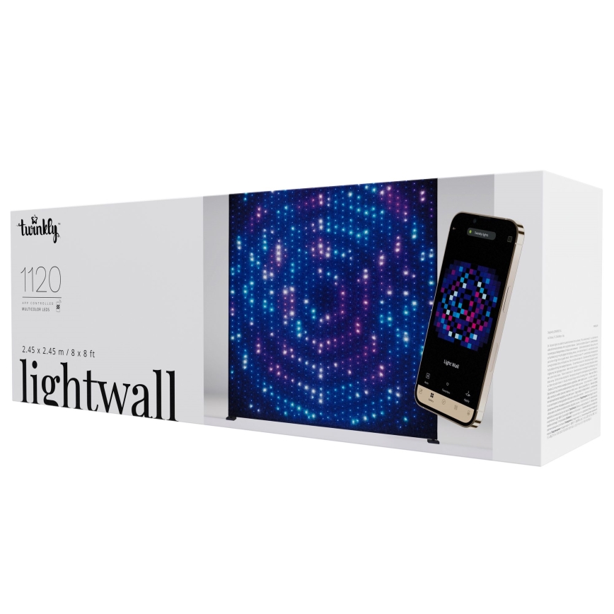 Twinkly - LED RGBW dimeriuojama muzikinė lauko šviesų siena LIGHTWALL 1120xLED 2,6x2,7 m IP44 Wi-Fi + muzikinis donglis