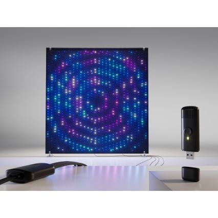 Twinkly - LED RGBW dimeriuojama lauko kalėdinė užuolaida LIGHTWALL 1120xLED 2,6x2,7 m IP44 Wi-Fi + muzikos donglis