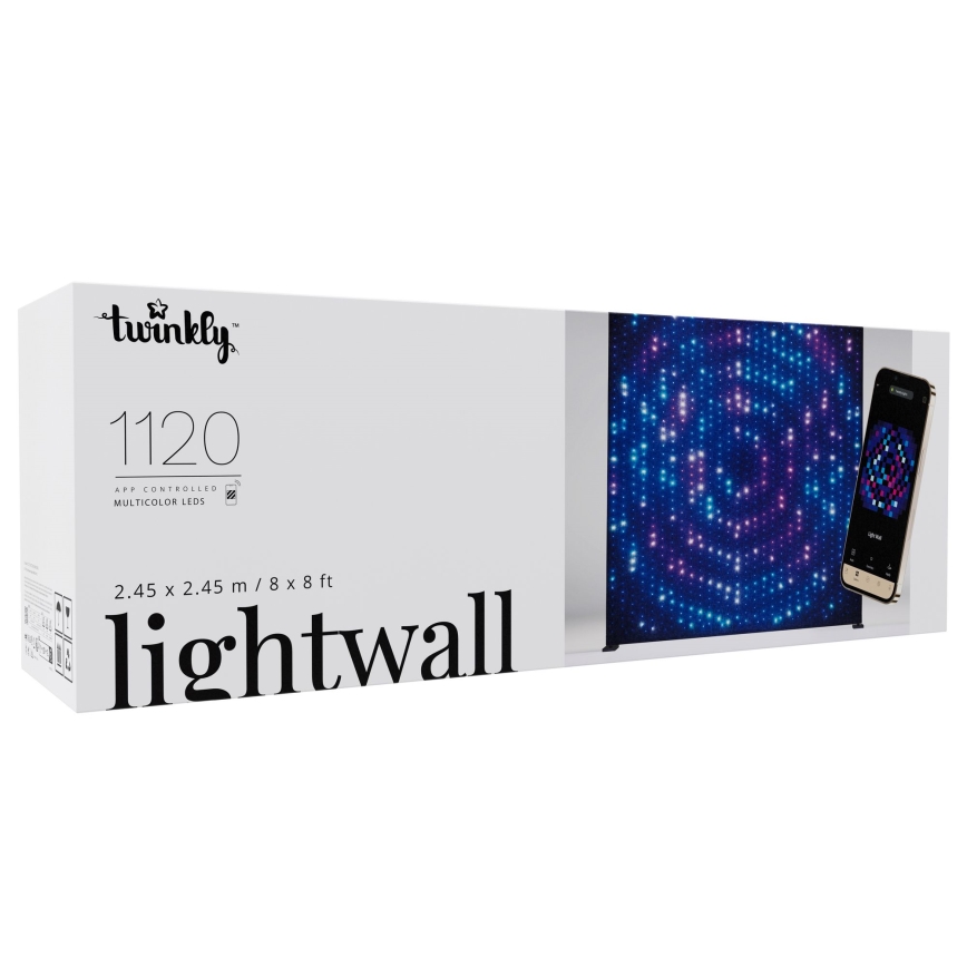 Twinkly - LED RGBW dimeriuojama lauko kalėdinė užuolaida LIGHTWALL 1120xLED 2,6x2,7 m IP44 Wi-Fi + muzikos donglis