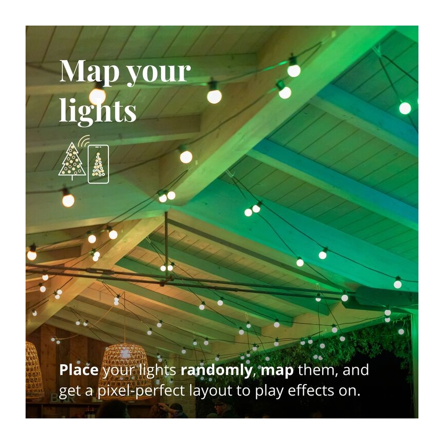 Twinkly - LED RGB šviesos reguliavimas lauko Dekoratyvinė girlianda FESTOON 20xLED 14m IP44 Wi-Fi