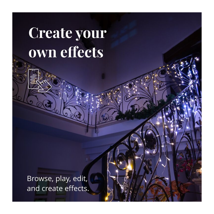 Twinkly - LED šviesos reguliavimas lauko Kalėdinė užuolaida ICICLE 190xLED 11,5m IP44 Wi-Fi