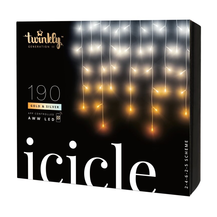 Twinkly - LED šviesos reguliavimas lauko Kalėdinė užuolaida ICICLE 190xLED 11,5m IP44 Wi-Fi