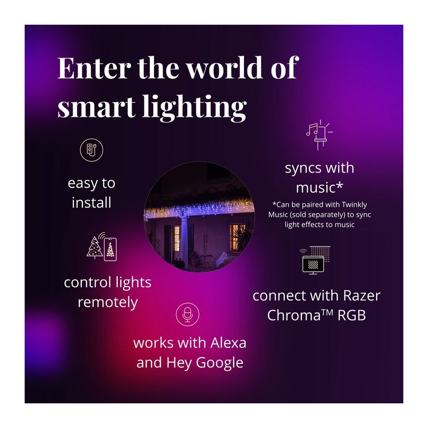 Twinkly - LED RGB šviesos reguliavimas lauko Kalėdinė užuolaida ICICLE 190xLED 11,5m IP44 Wi-Fi