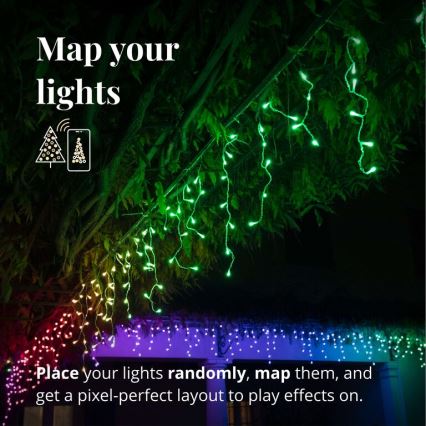 Twinkly - LED RGB šviesos reguliavimas lauko Kalėdinė užuolaida ICICLE 190xLED 11,5m IP44 Wi-Fi