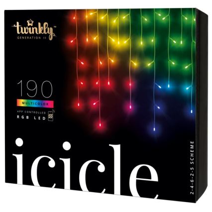 Twinkly - LED RGB šviesos reguliavimas lauko Kalėdinė užuolaida ICICLE 190xLED 11,5m IP44 Wi-Fi