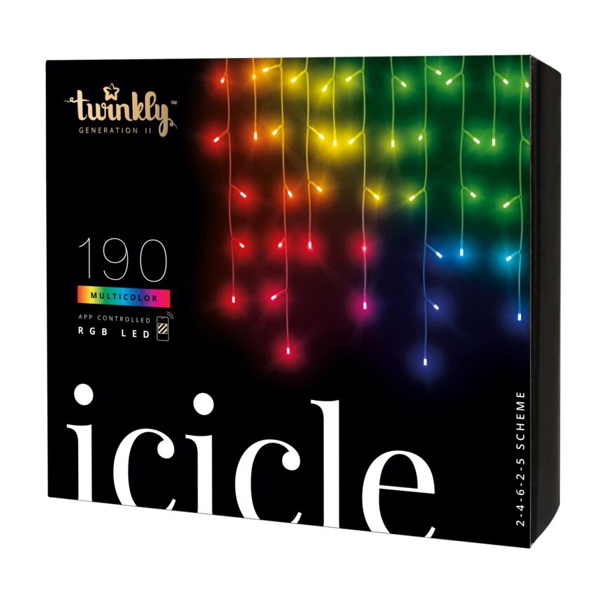 Twinkly - LED RGB šviesos reguliavimas lauko Kalėdinė užuolaida ICICLE 190xLED 11,5m IP44 Wi-Fi