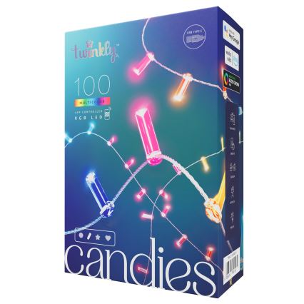 Twinkly - LED RGB šviesos reguliavimas Kelėdinė girlianda CANDIES 100xLED 8 m USB Wi-Fi