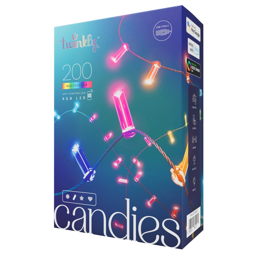 Twinkly - reguliuojama RGB LED girlianda CANDIES, 200 LED, 14 m, USB, Wi-Fi