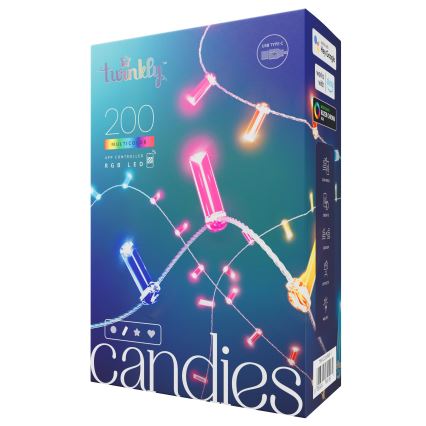 Twinkly - LED RGB šviesos reguliavimas Kelėdinė girlianda CANDIES 200xLED 14 m USB Wi-Fi