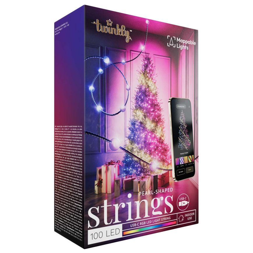 Twinkly - LED RGB Pritemdoma Kalėdinė grandinė CANDIES 100xLED 8 m USB Wi-Fi