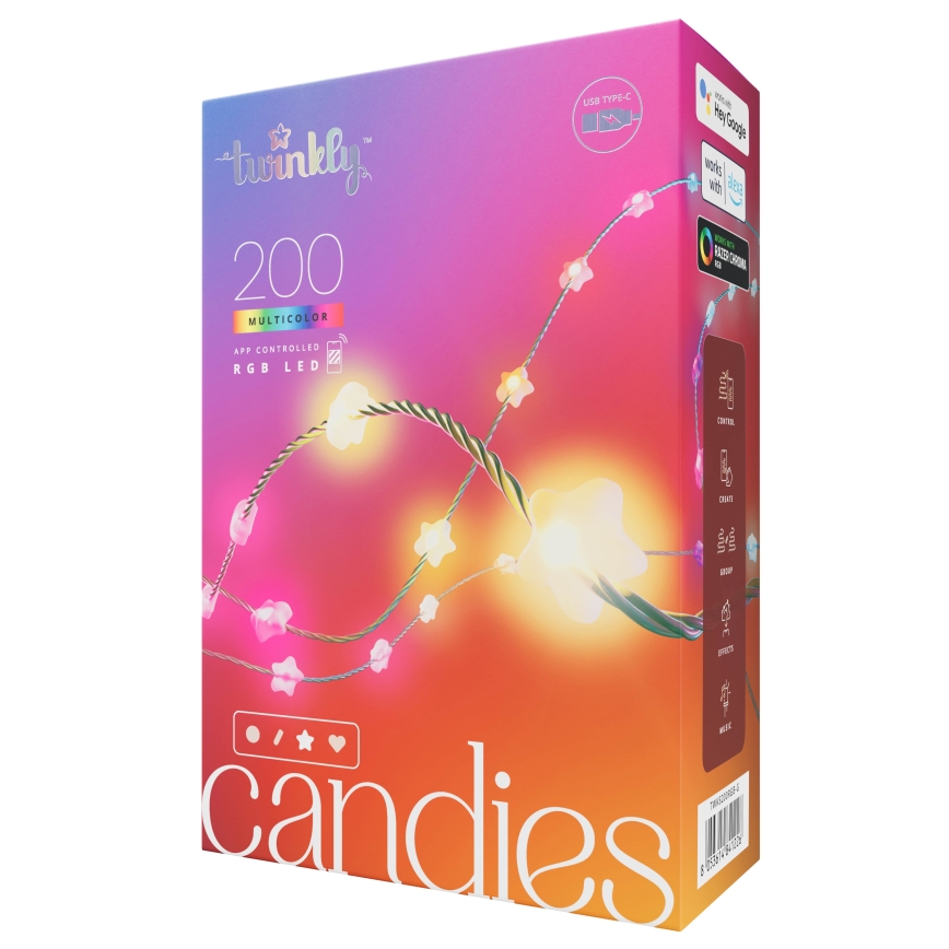 Twinkly - RGB LED reguliuojama girlianda CANDIES 200xLED 14 m USB Wi-Fi