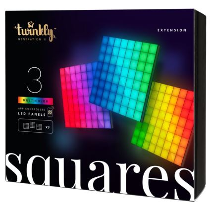 Twinkly - KOMPLEKTAS 3xLED RGB Pritemdymo panelė SQUARES 64xLED 16x16 cm Wi-Fi