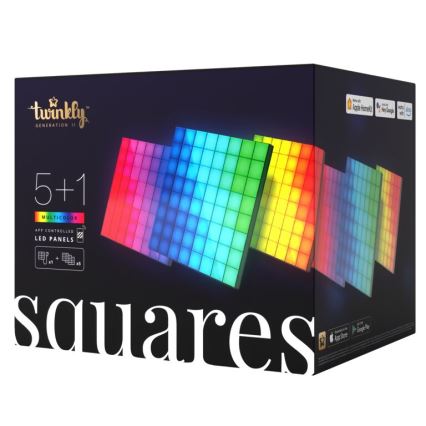 Twinkly - KOMPLEKTAS 6xLED RGB Pritemdymo panelė SQUARES 64xLED 16x16 cm Wi-Fi