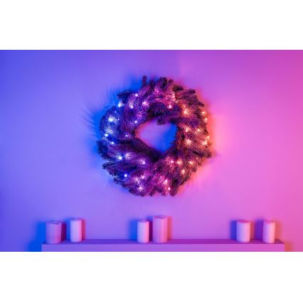 Twinkly - LED RGB šviesos reguliavimas Kalėdinis vainikas PRE-LIT WREATH 50xLED diametras 61cm Wi-Fi