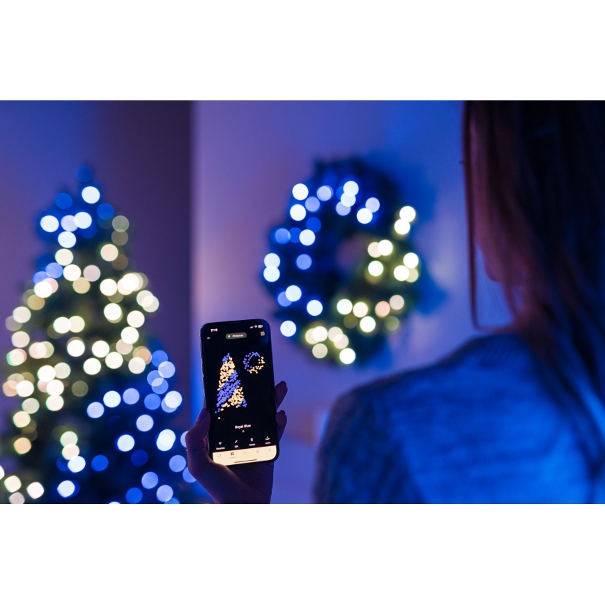 Twinkly - LED RGB šviesos reguliavimas Kalėdinis vainikas PRE-LIT WREATH 50xLED diametras 61cm Wi-Fi