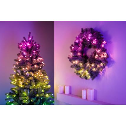 Twinkly - LED RGB šviesos reguliavimas Kalėdinis vainikas PRE-LIT WREATH 50xLED diametras 61cm Wi-Fi