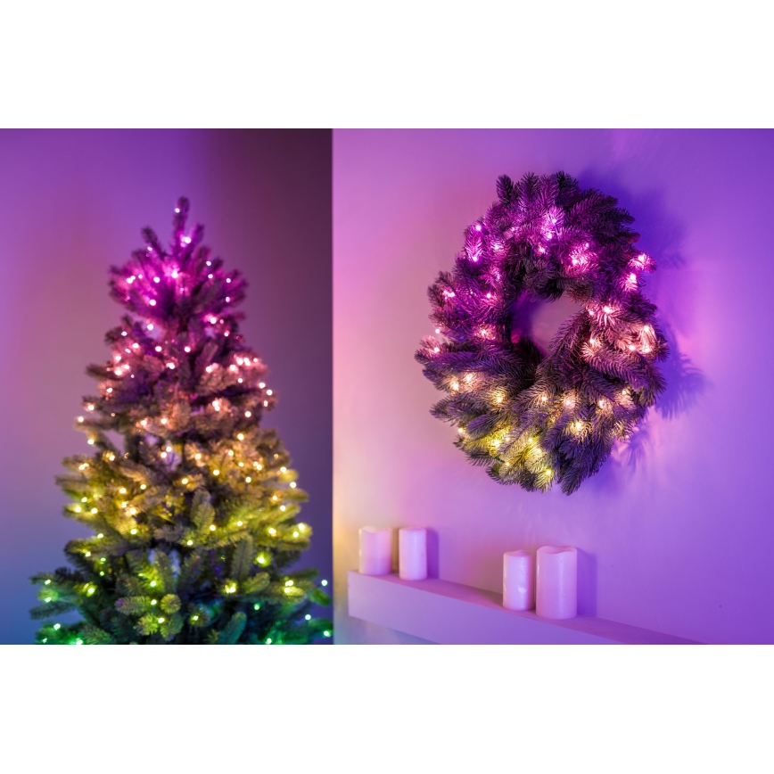 Twinkly - LED RGB šviesos reguliavimas Kalėdinis vainikas PRE-LIT WREATH 50xLED diametras 61cm Wi-Fi