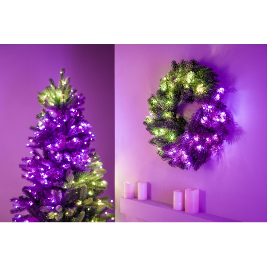 Twinkly - LED RGB šviesos reguliavimas Kalėdinis vainikas PRE-LIT WREATH 50xLED diametras 61cm Wi-Fi