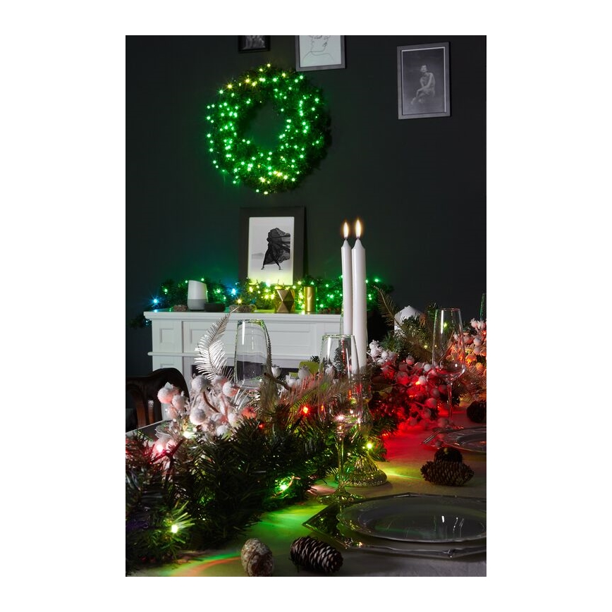 Twinkly - LED RGB šviesos reguliavimas Kalėdinis vainikas PRE-LIT WREATH 50xLED diametras 61cm Wi-Fi