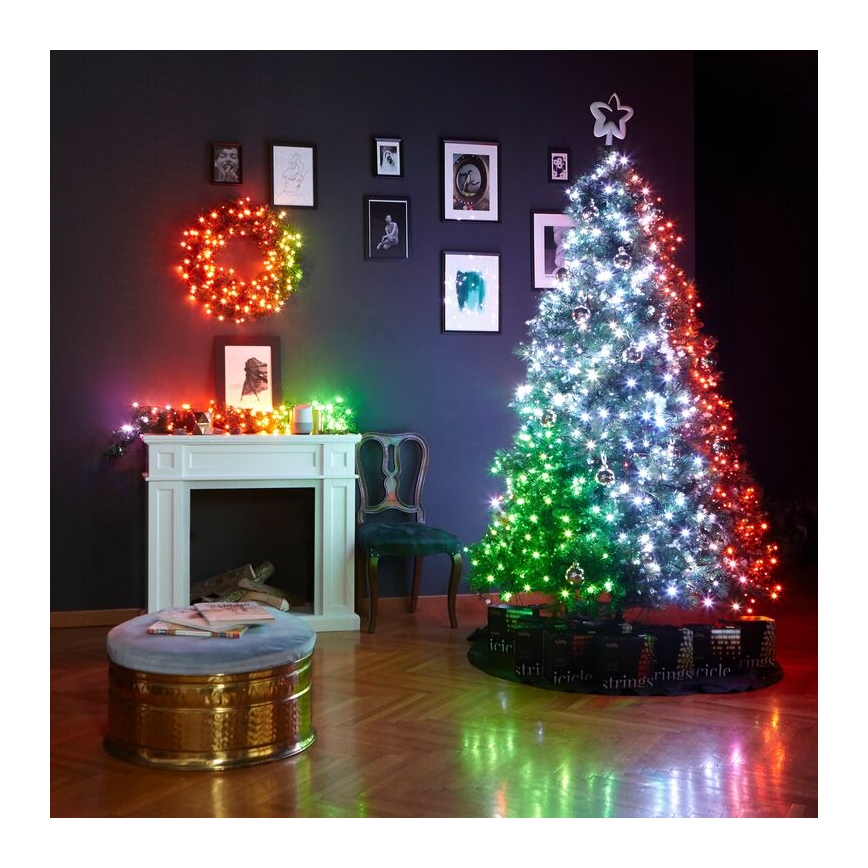 Twinkly - LED RGB šviesos reguliavimas Kalėdinis vainikas PRE-LIT WREATH 50xLED diametras 61cm Wi-Fi