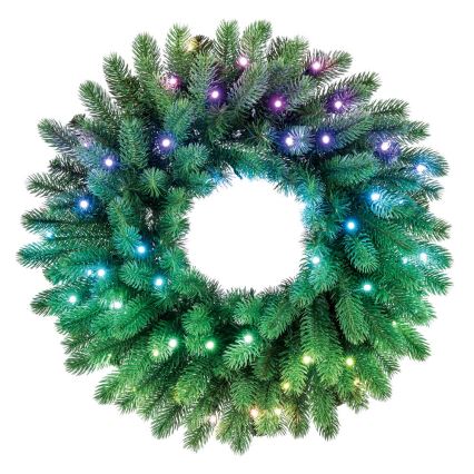 Twinkly - LED RGB šviesos reguliavimas Kalėdinis vainikas PRE-LIT WREATH 50xLED diametras 61cm Wi-Fi