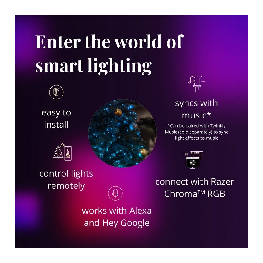 Twinkly - LED RGB šviesos reguliavimas Kalėdinis vainikas PRE-LIT WREATH 50xLED diametras 61cm Wi-Fi
