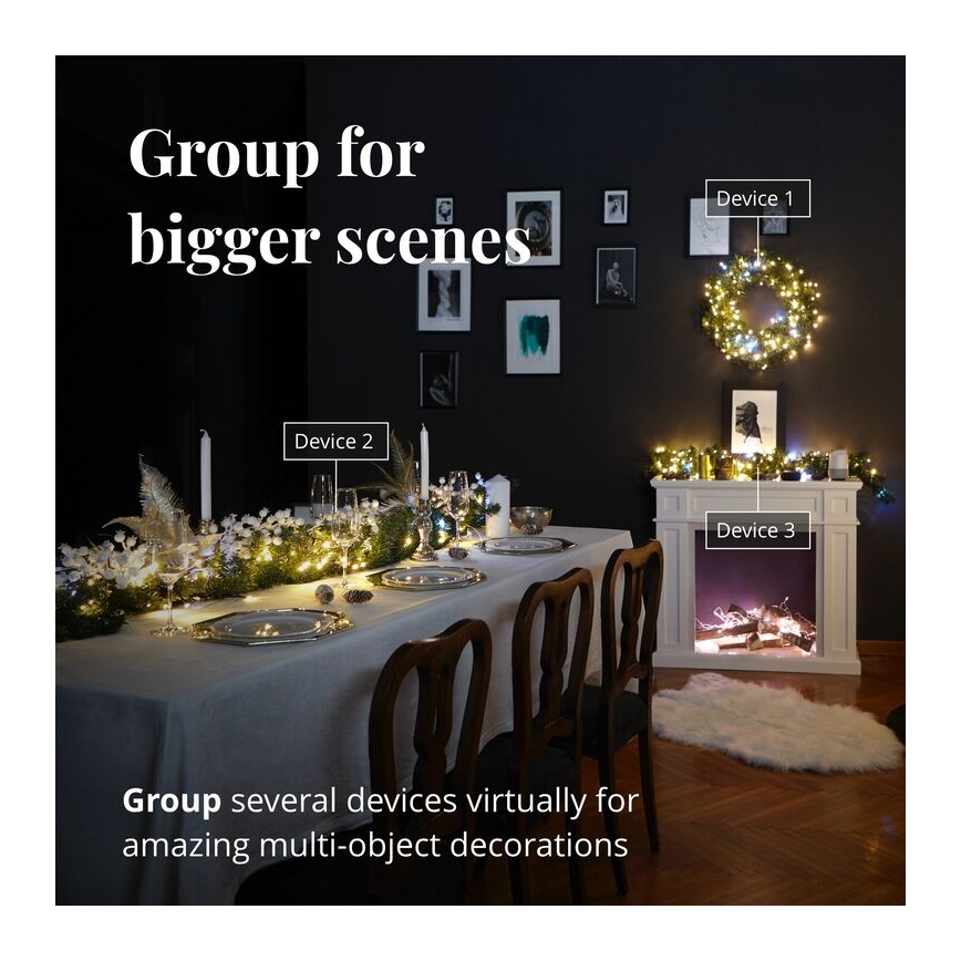 Twinkly - LED RGB šviesos reguliavimas Kalėdinis vainikas PRE-LIT WREATH 50xLED diametras 61cm Wi-Fi
