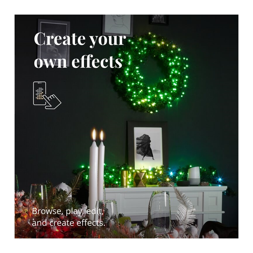 Twinkly - LED RGB šviesos reguliavimas Kalėdinis vainikas PRE-LIT WREATH 50xLED diametras 61cm Wi-Fi
