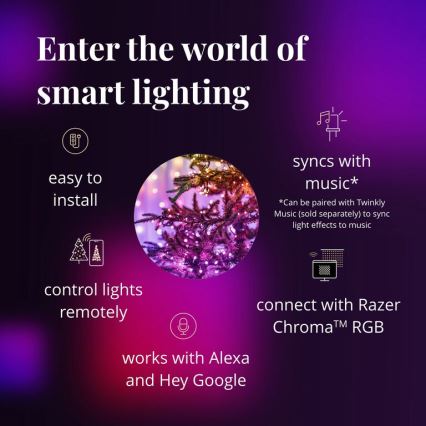 Twinkly - Reguliuojama lauko LED RGBW kalėdinė girlianda STRINGS 250xLED 23,5m IP44 Wi-Fi