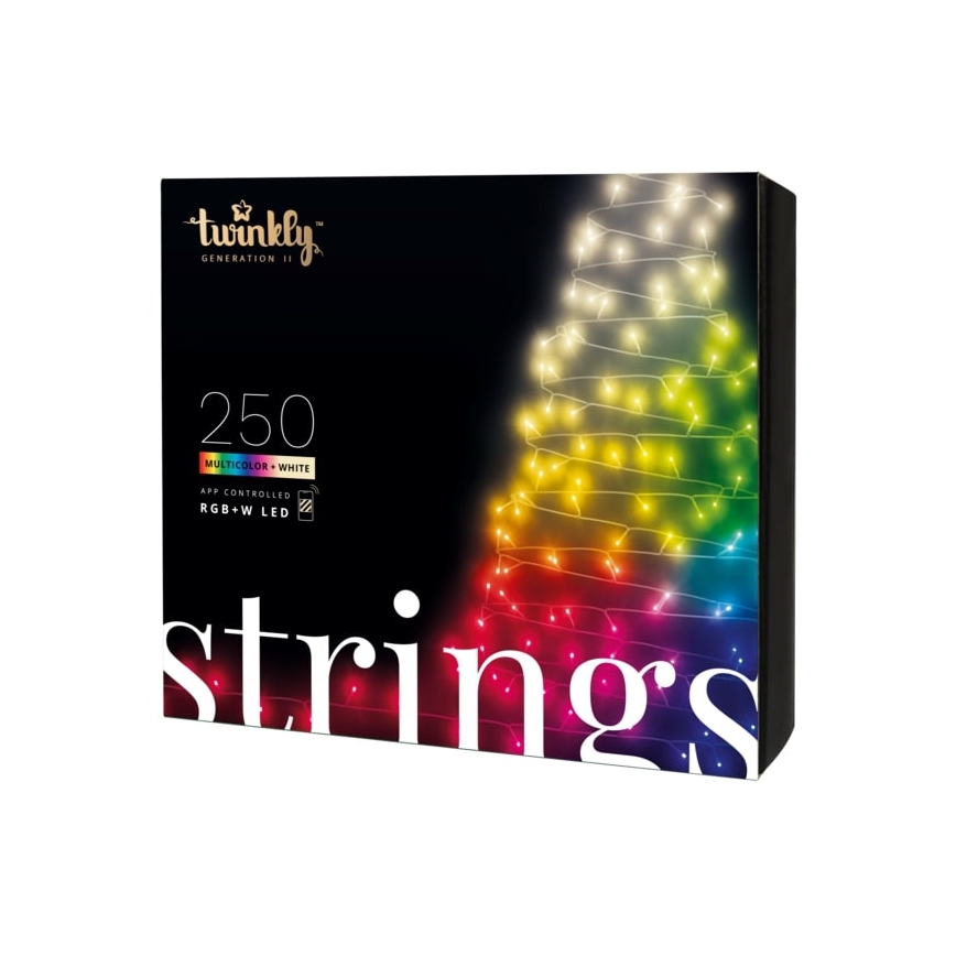 Twinkly - Reguliuojama lauko LED RGBW kalėdinė girlianda STRINGS 250xLED 23,5m IP44 Wi-Fi