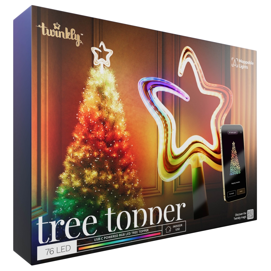 Twinkly - LED RGB Pritemdoma Kalėdinė žvaigždė  TREE TOPPER 76xLED USB Wi-Fi