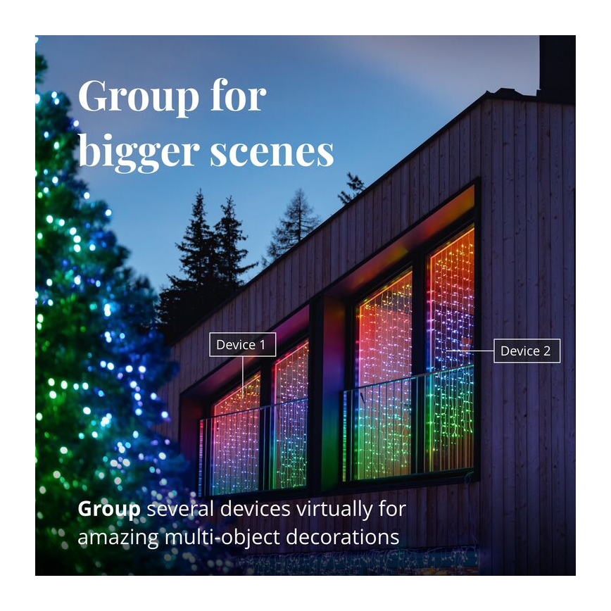Twinkly - LED RGBW šviesos reguliavimas lauko Kalėdinė užuolaida CURTAIN 210xLED 6,1m IP44 Wi-Fi
