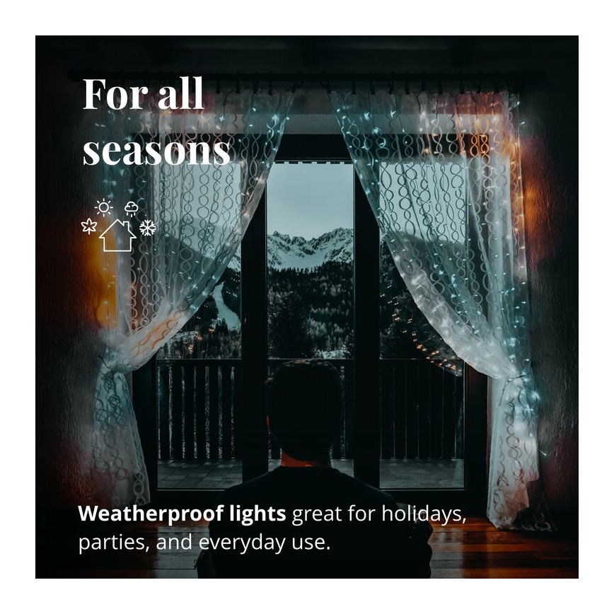 Twinkly - LED RGBW šviesos reguliavimas lauko Kalėdinė užuolaida CURTAIN 210xLED 6,1m IP44 Wi-Fi
