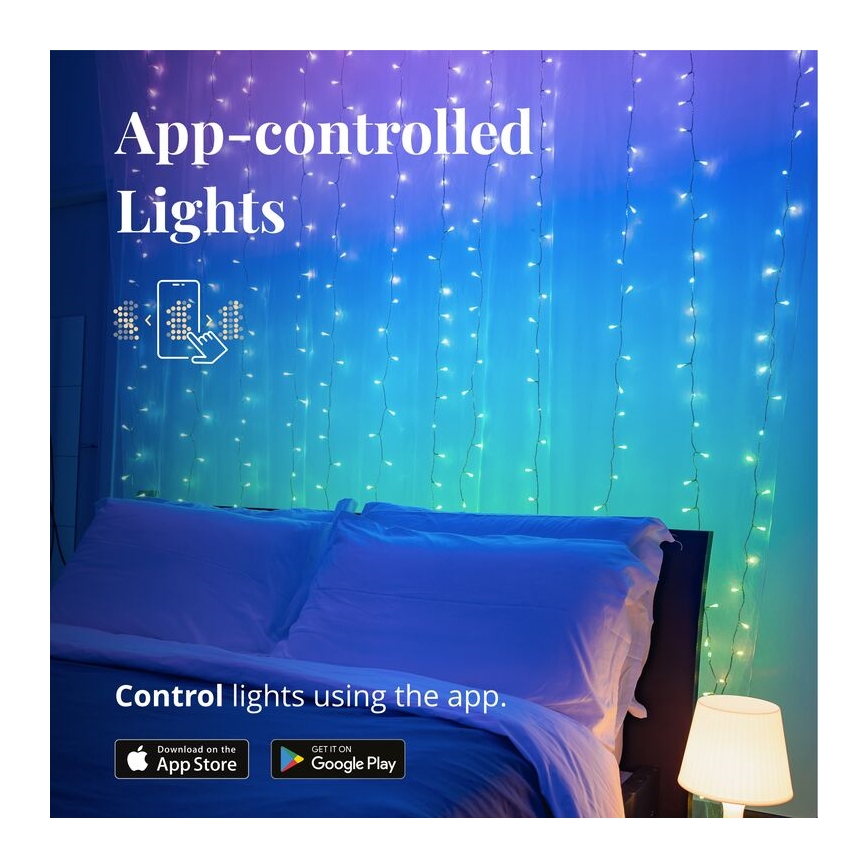 Twinkly - LED RGBW šviesos reguliavimas lauko Kalėdinė užuolaida CURTAIN 210xLED 6,1m IP44 Wi-Fi