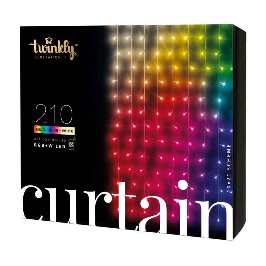 Twinkly - LED RGBW šviesos reguliavimas lauko Kalėdinė užuolaida CURTAIN 210xLED 6,1m IP44 Wi-Fi