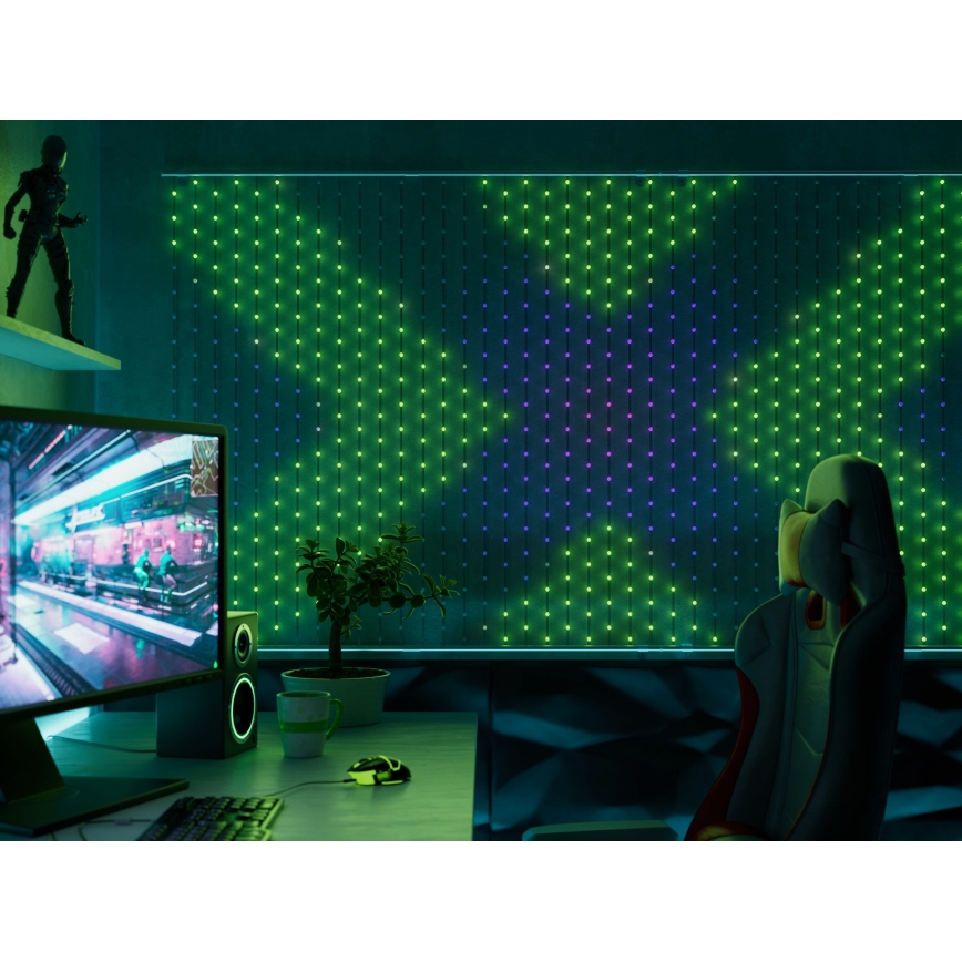 Twinkly - LED RGB Pritemdoma Kalėdinė užuolaida 480xLED 1x1 m Wi-Fi