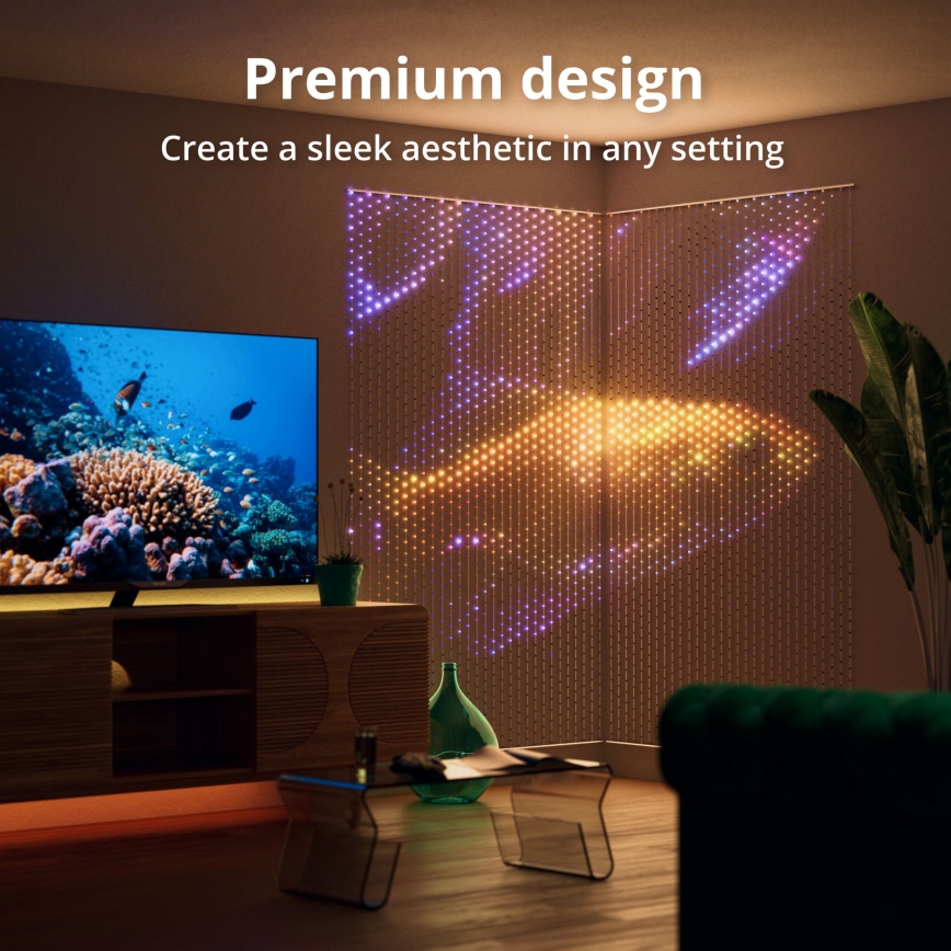 Twinkly - LED RGB Pritemdoma Kalėdinė užuolaida 480xLED 1x1 m Wi-Fi