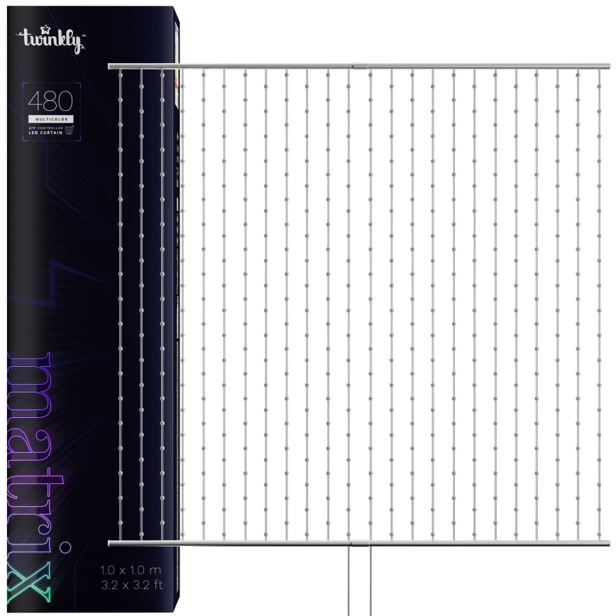 Twinkly - LED RGB Pritemdoma Kalėdinė užuolaida 480xLED 1x1 m Wi-Fi
