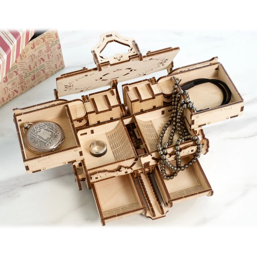 Ugears - 3D medinė mechaninė dėlionė Antikvarinė papuošalų dėžutė