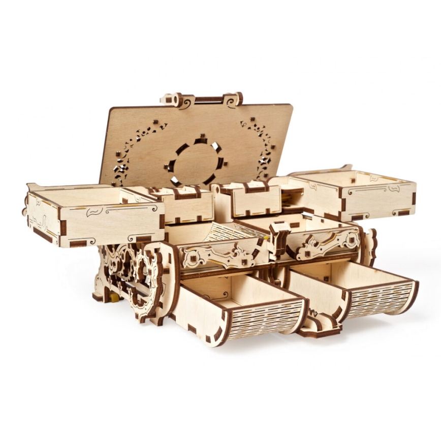 Ugears - 3D medinė mechaninė dėlionė Antikvarinė papuošalų dėžutė