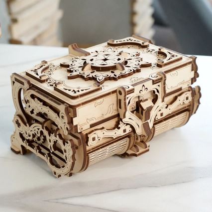 Ugears - 3D medinė mechaninė dėlionė Antikvarinė papuošalų dėžutė