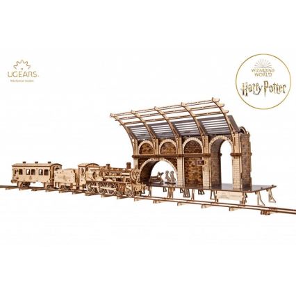 Ugears - 3D medinė mechaninė dėlionė Harry Potter traukinio platforma