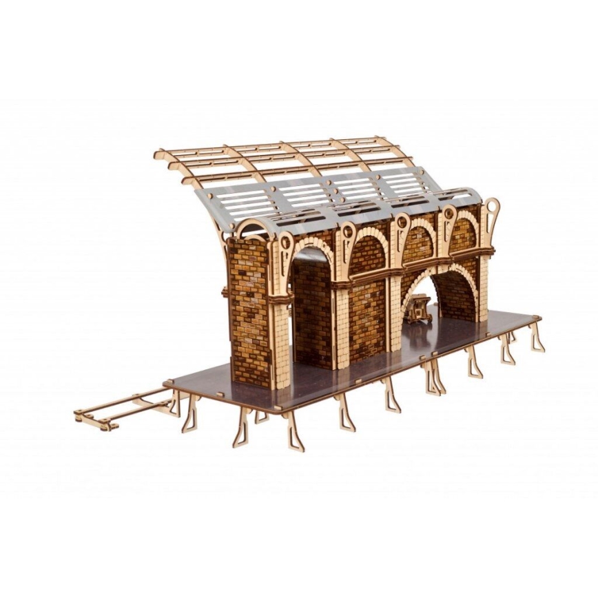 Ugears - 3D medinė mechaninė dėlionė Harry Potter traukinio platforma